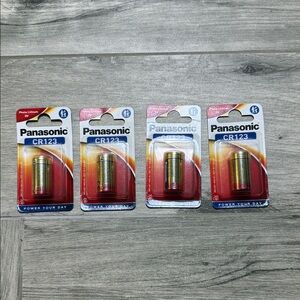 Panasonic CR123 3V Lithium Battery Singles - Gold, Red Set of 4